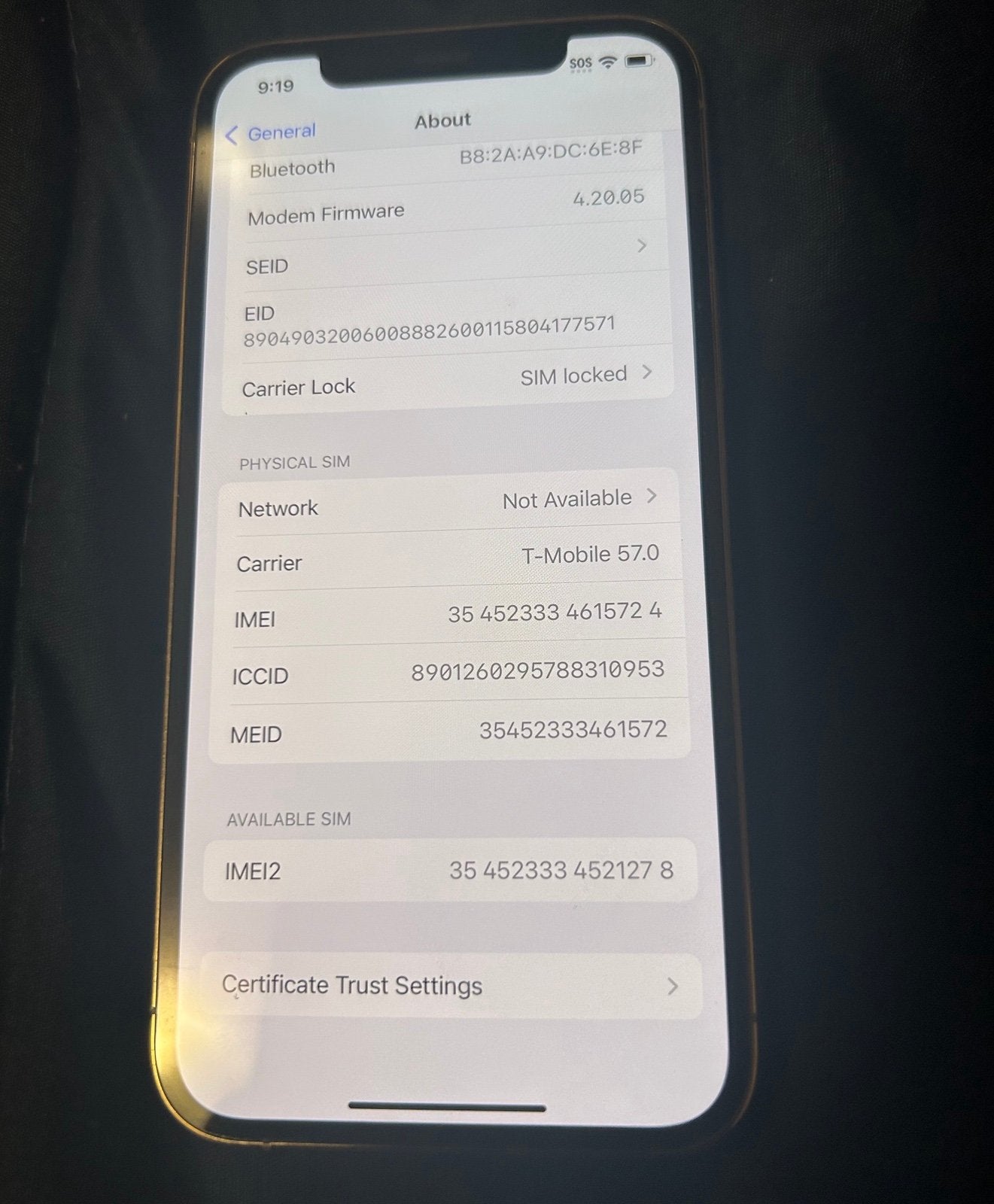 Apple iPhone 12 Pro 128 GB in Gold for T-Mobile 8O57