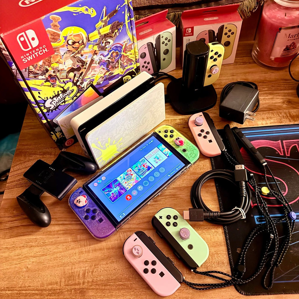 Nintendo Switch Splatoon OLED with EXTRAS!! 3M67