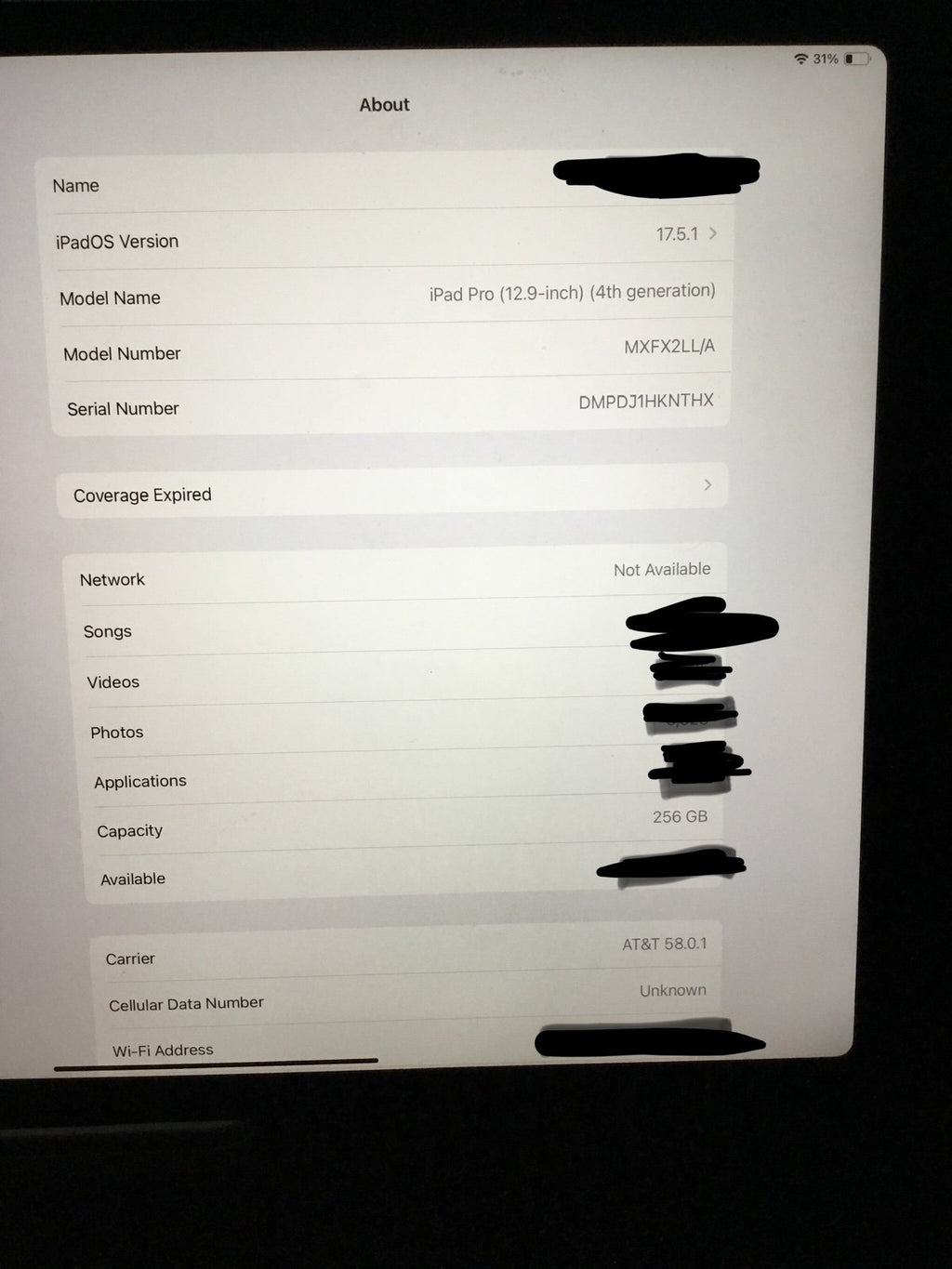 Apple iPad Pro 12.9"" 4th Gen 2020 256GB Gray WiFi and Cellular in excellent cond 3N88