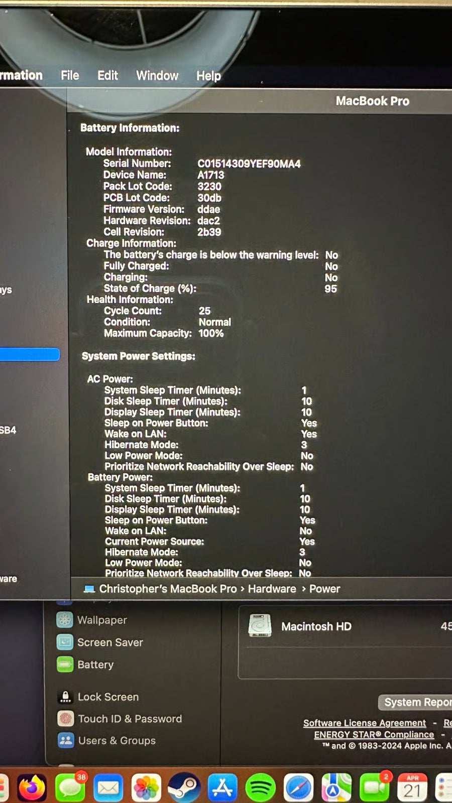 MacBook Pro M1 16GB RAM 512GB SSD 2020 13.3 inch Space Gray 2L78