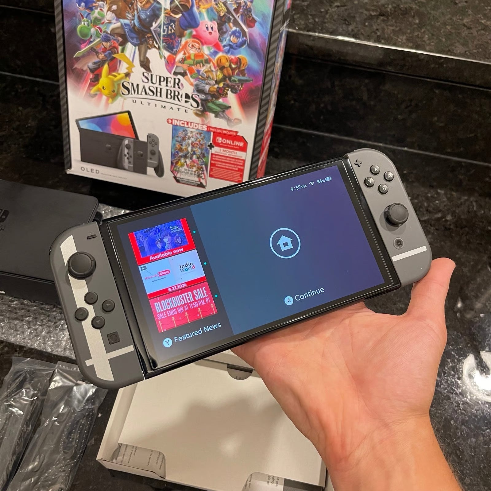 Nintendo Switch (OLED Model) Super Smash Bros. 64GB Console - Gray - CIB 3U21