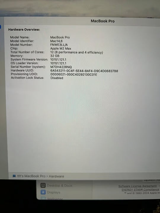 16-inch MacBook Pro Apple M2 Max Chip with 12鈥慍ore CPU and 38鈥慍ore GPU - Silver 7E82