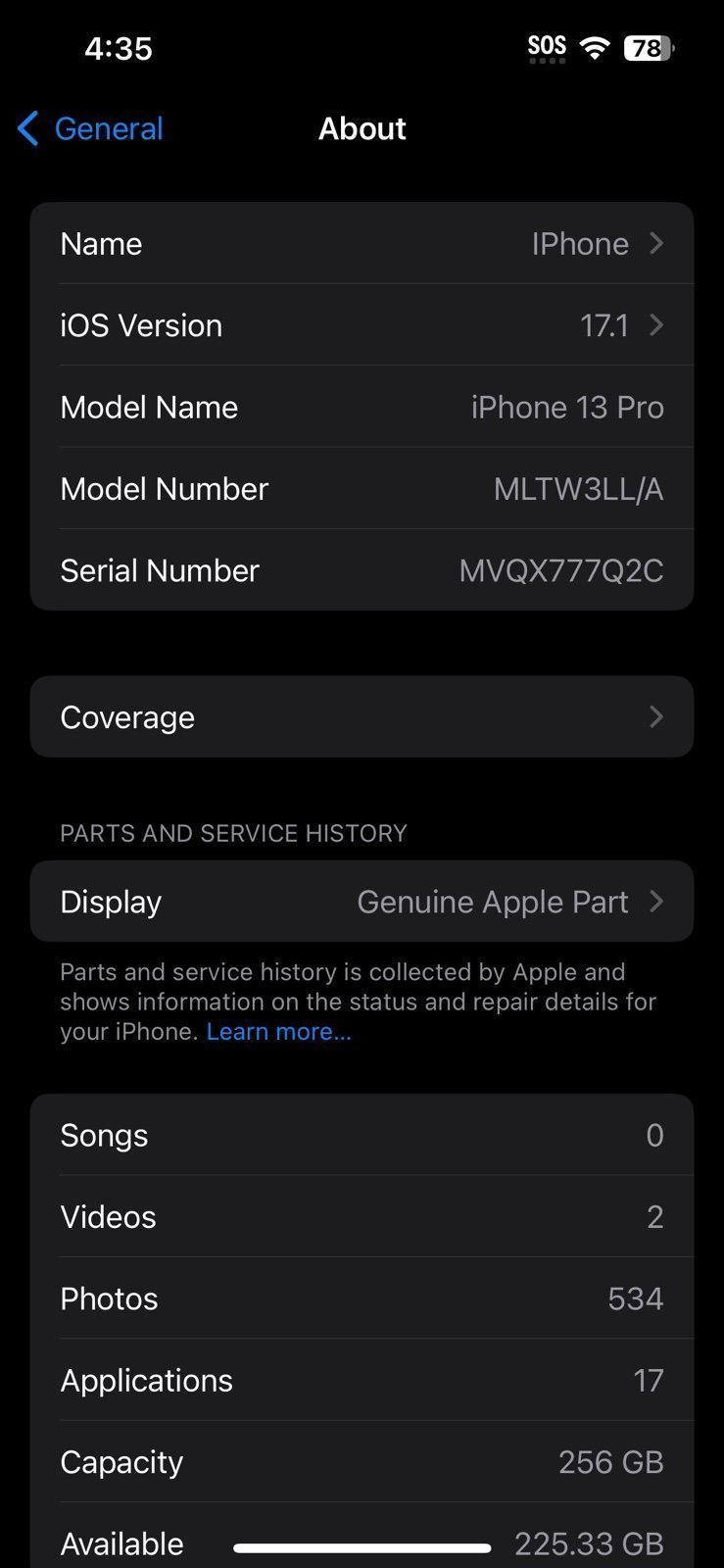 iPhone 13 Pro Unlocked 256GB Graphite Perfect Condition 9L13