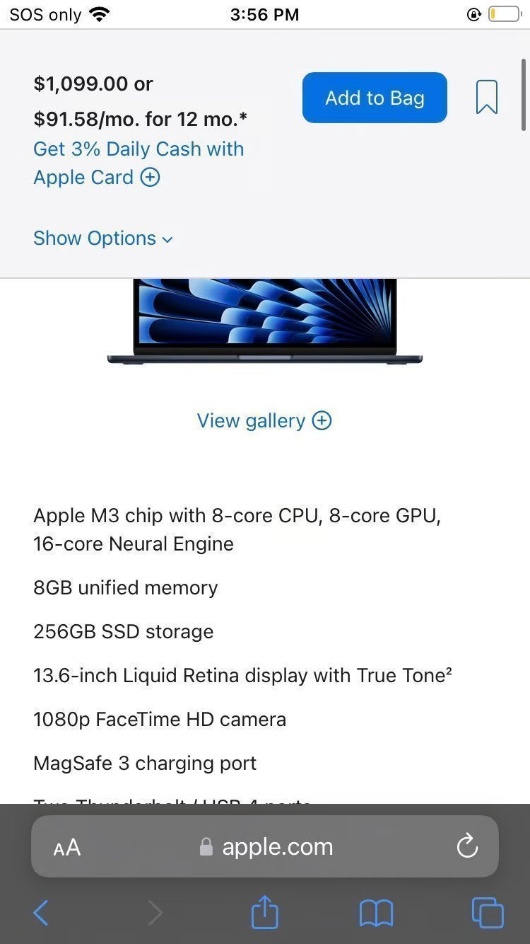 Apple MacBook Air 13 inch M3 2D88