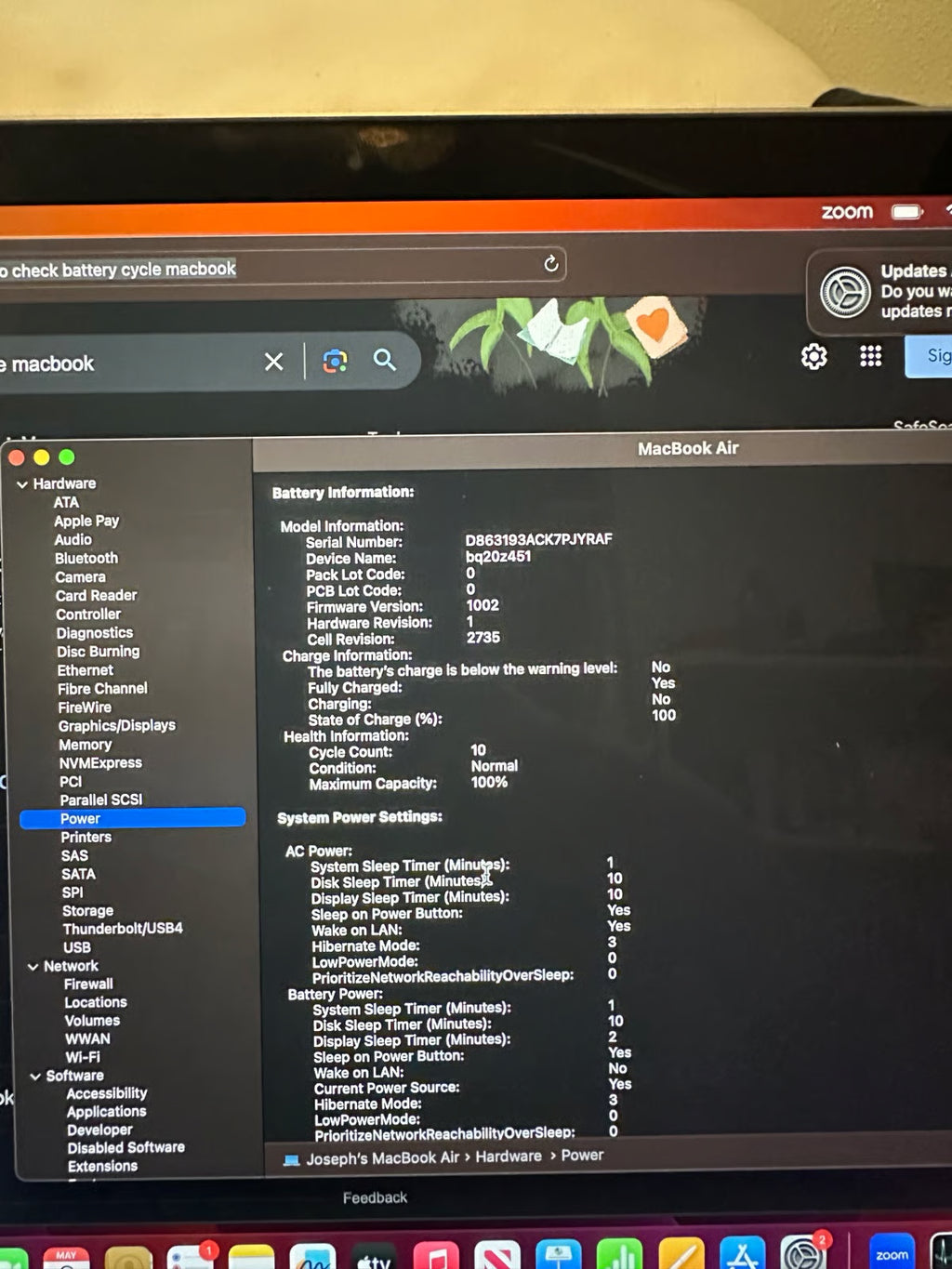 Apple Macbook Air 13in.  M1 3.2 GHz  256GB SSD 3N23