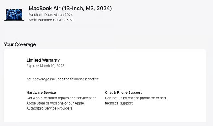 Apple Macbook Air 13.6"" M3 (2024) 8GB RAM 256GB Storage - Midnight (MRXV3L) 7M28