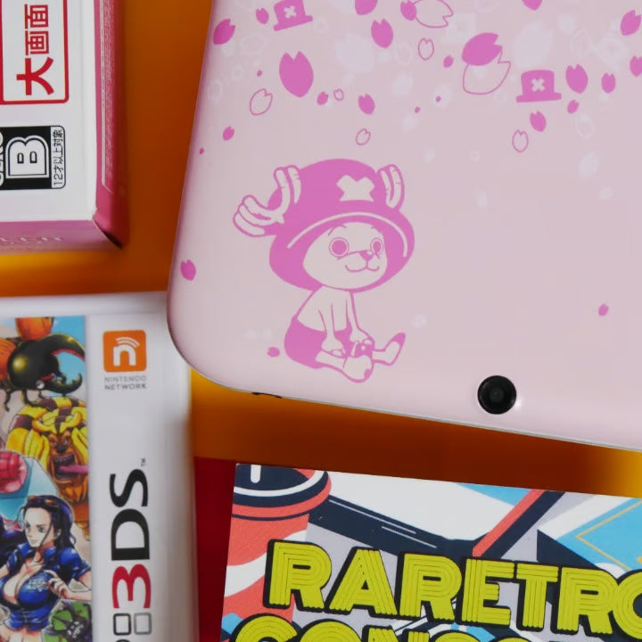 Nintendo 3DS XL Special One Piece Chopper Pink W/ Box, Stylus, Charger & Games