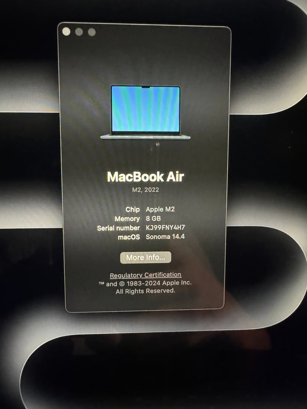 Macbook air M2 Midnight 8gb Memory 1B12