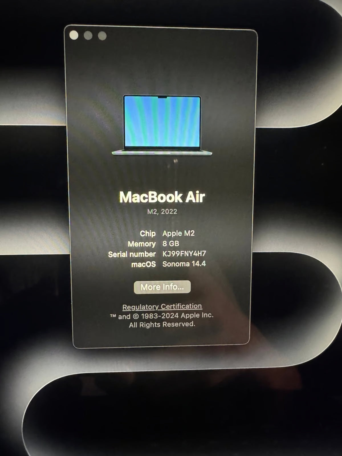 Macbook air M2 Midnight 8gb Memory 1B12