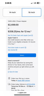 Apple MacBook Pro 16'' Apple M3 Pro 512GB SSD 18GB RAM Laptop - Black MRW13LL/A 2D22