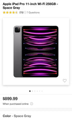iPad Pro 11in 3rd generation 256gb 1C62