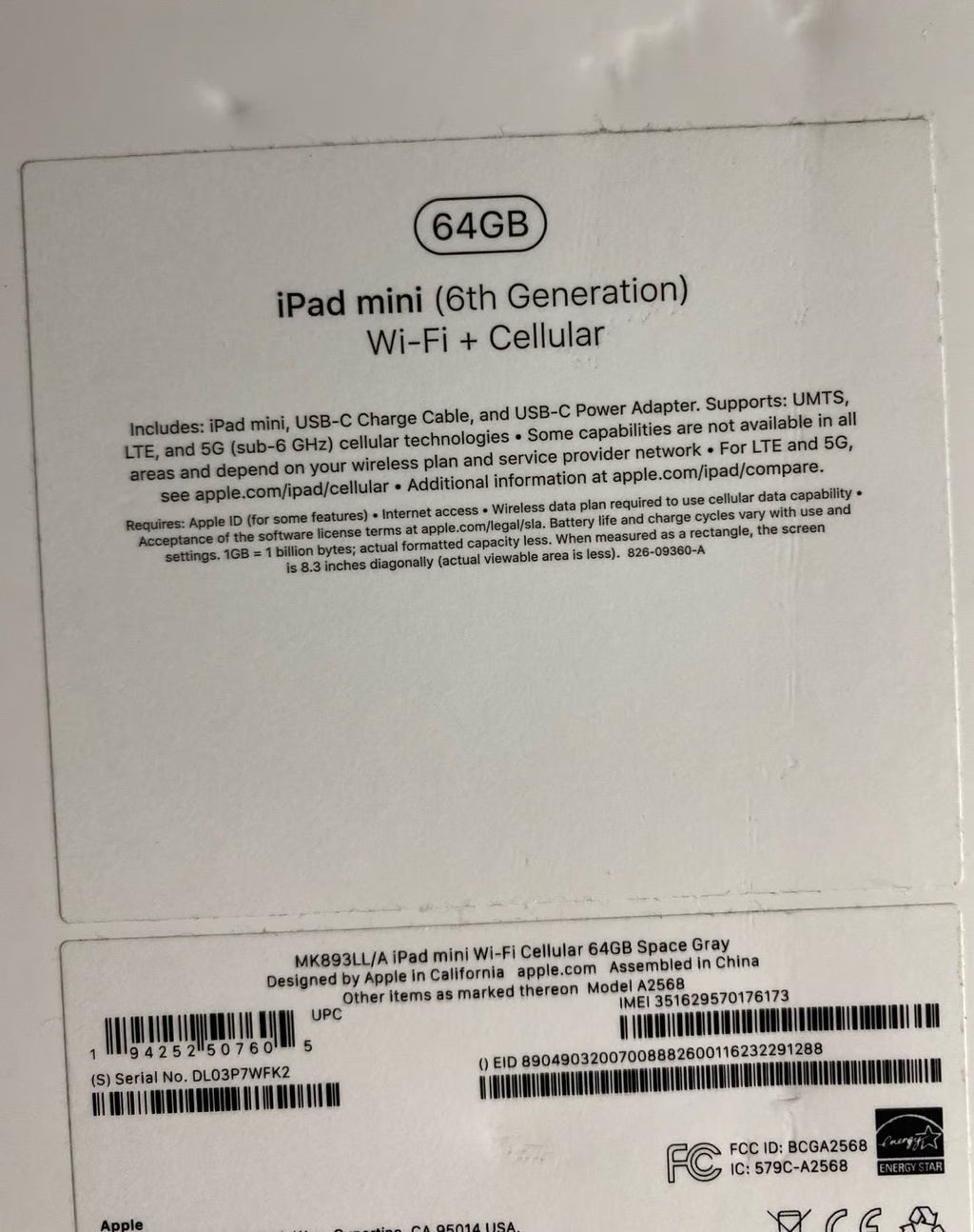 iPad Mini 6th Wifi+Att Cellular Not Locked^�?no otterbox ** 8A89