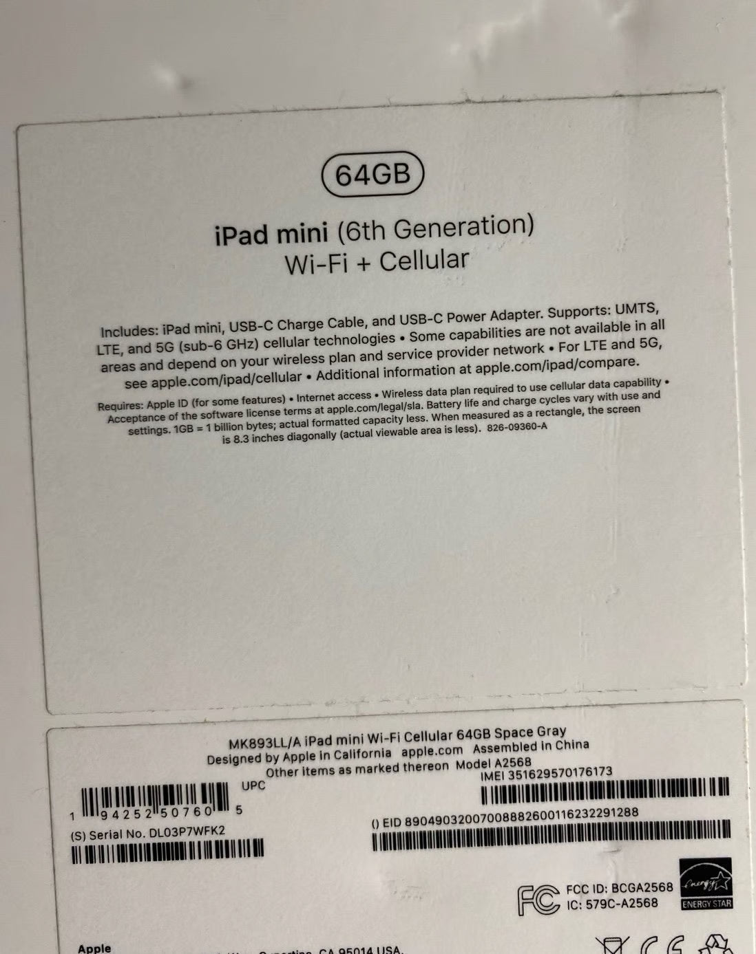 iPad Mini 6th Wifi+Att Cellular Not Locked^�?no otterbox ** 8A89