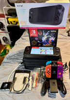 Nintendo Switch OLED Pokemon Scarlet and Violet Edition with many accessor ObO 3W96