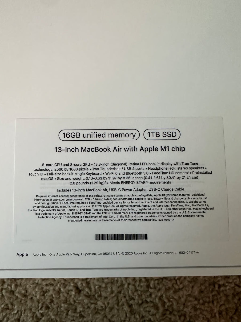 MacBook Air Rose Gold M1 16gb Ram 1TB storage 1S67