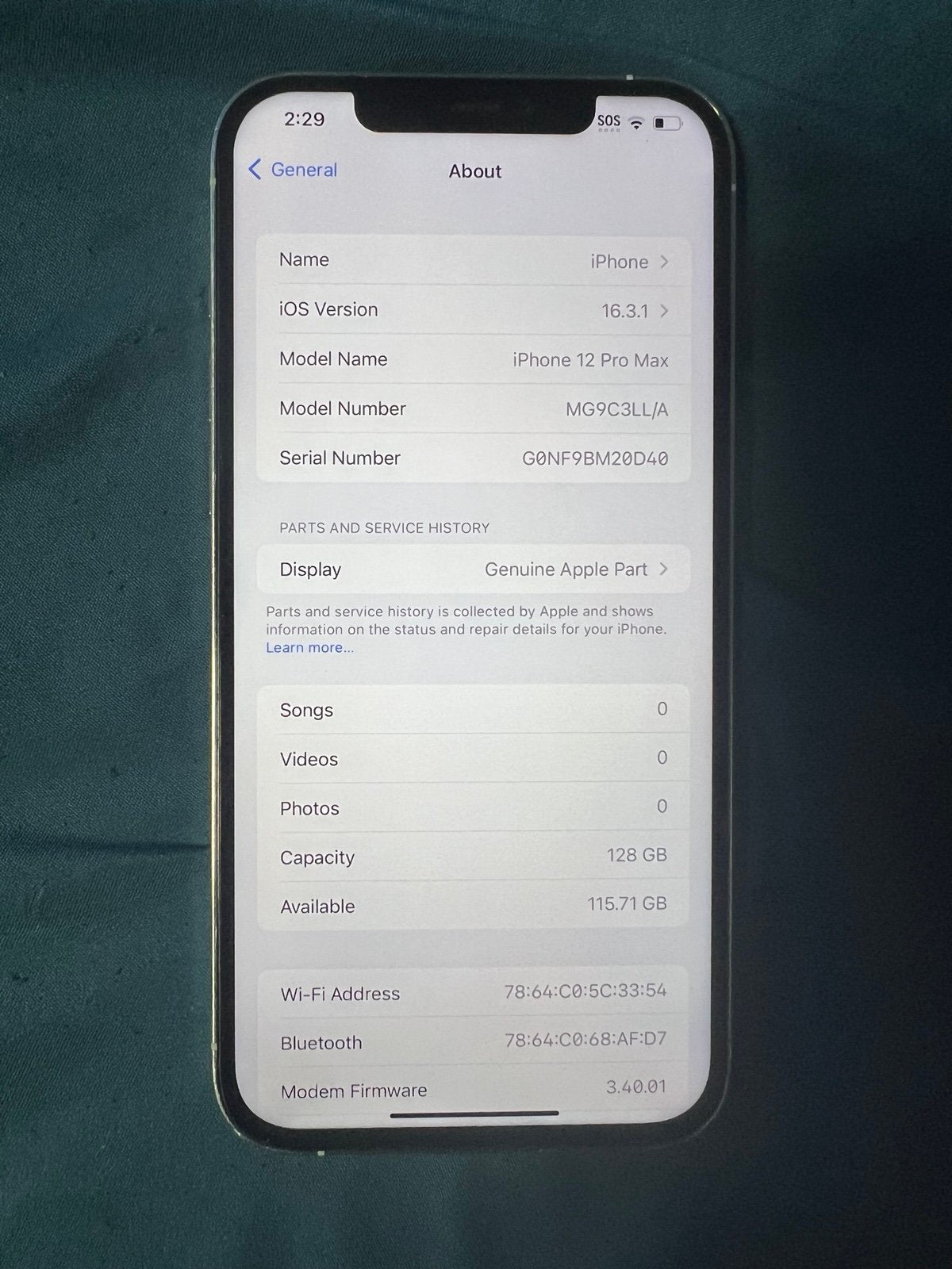 Apple iPhone 12 Pro Max 128 GB in Silver Unlocked 1B15