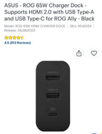 1TB ROG Ally Z1 w/ DBrand Case & Travel Cover w ASUS ROG 65W Charge Dock 5U97