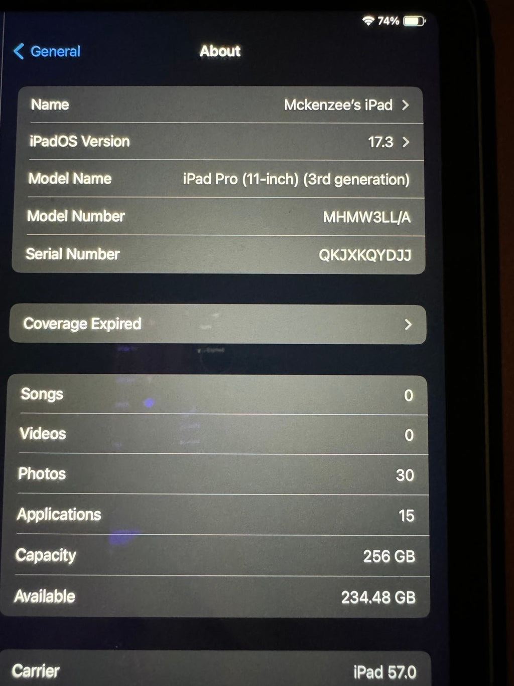 Apple iPad Pro 3rd Generation 256 GB in Silver and Apple Pencil 7A77