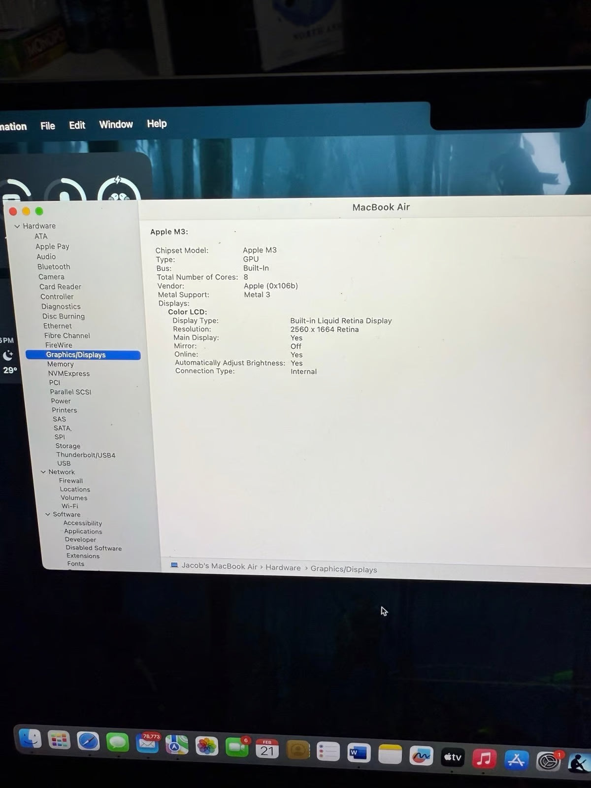 2024 Apple MacBook Air 13-inch M3 Chip 16GB RAM 256GB SSD Starlight 3S75