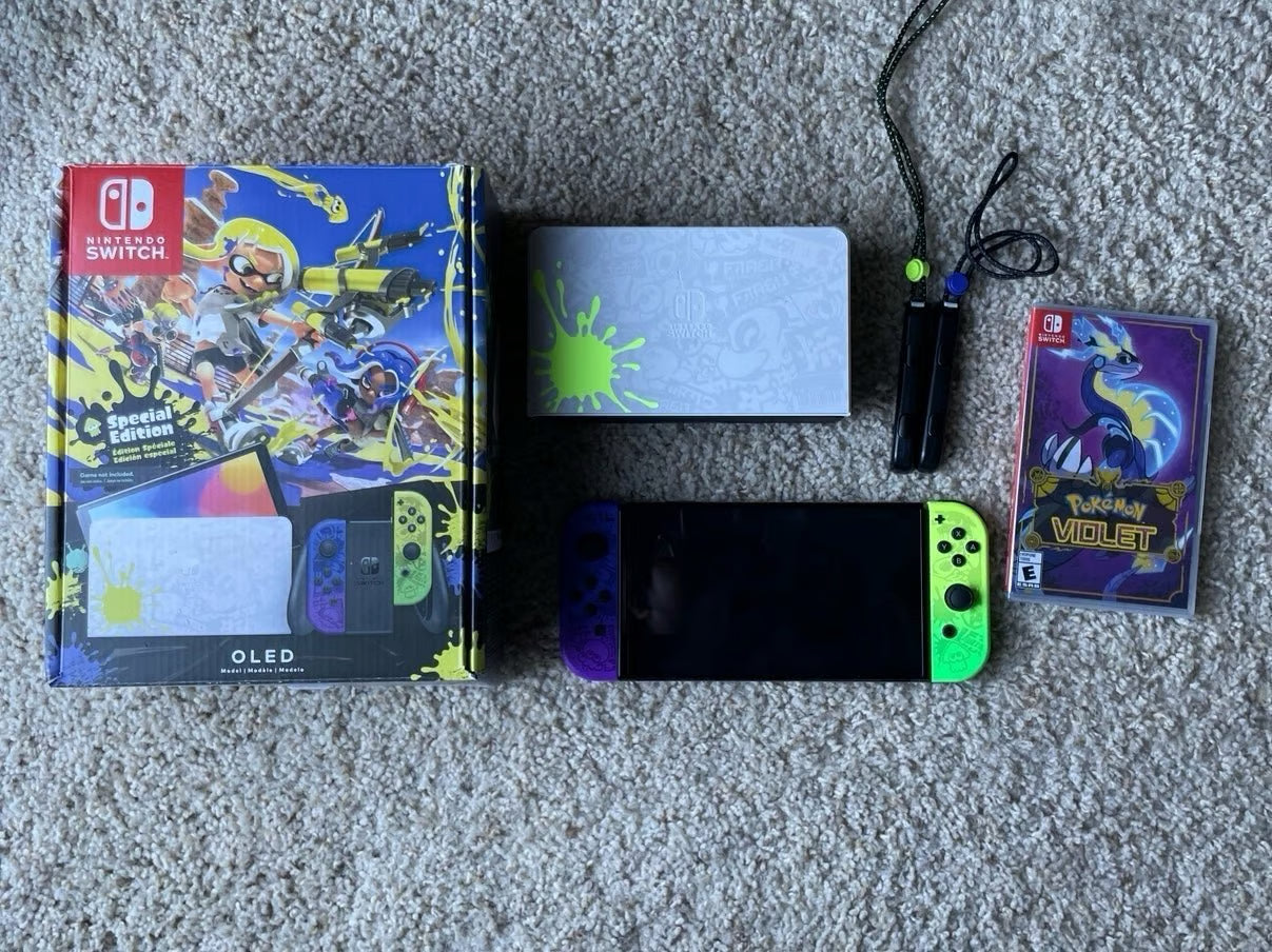 Nintendo Switch OLED Splatoon Limited Edition with Pokemon Violet Game 9O39