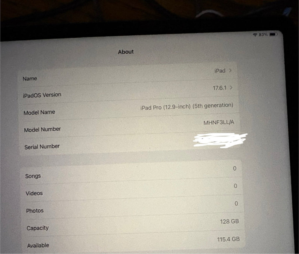 iPad Pro 12.9 5th gen 128gb 3B95