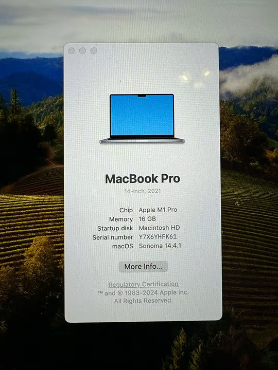 14"" Apple M1 Pro Macbook Pro 1TB SSD 16GB Ram Excellent Condition 2H17