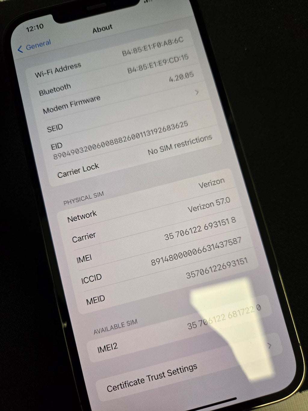 Apple iPhone 12 Pro Max 128 GB in Graphite for Unlocked 1G67