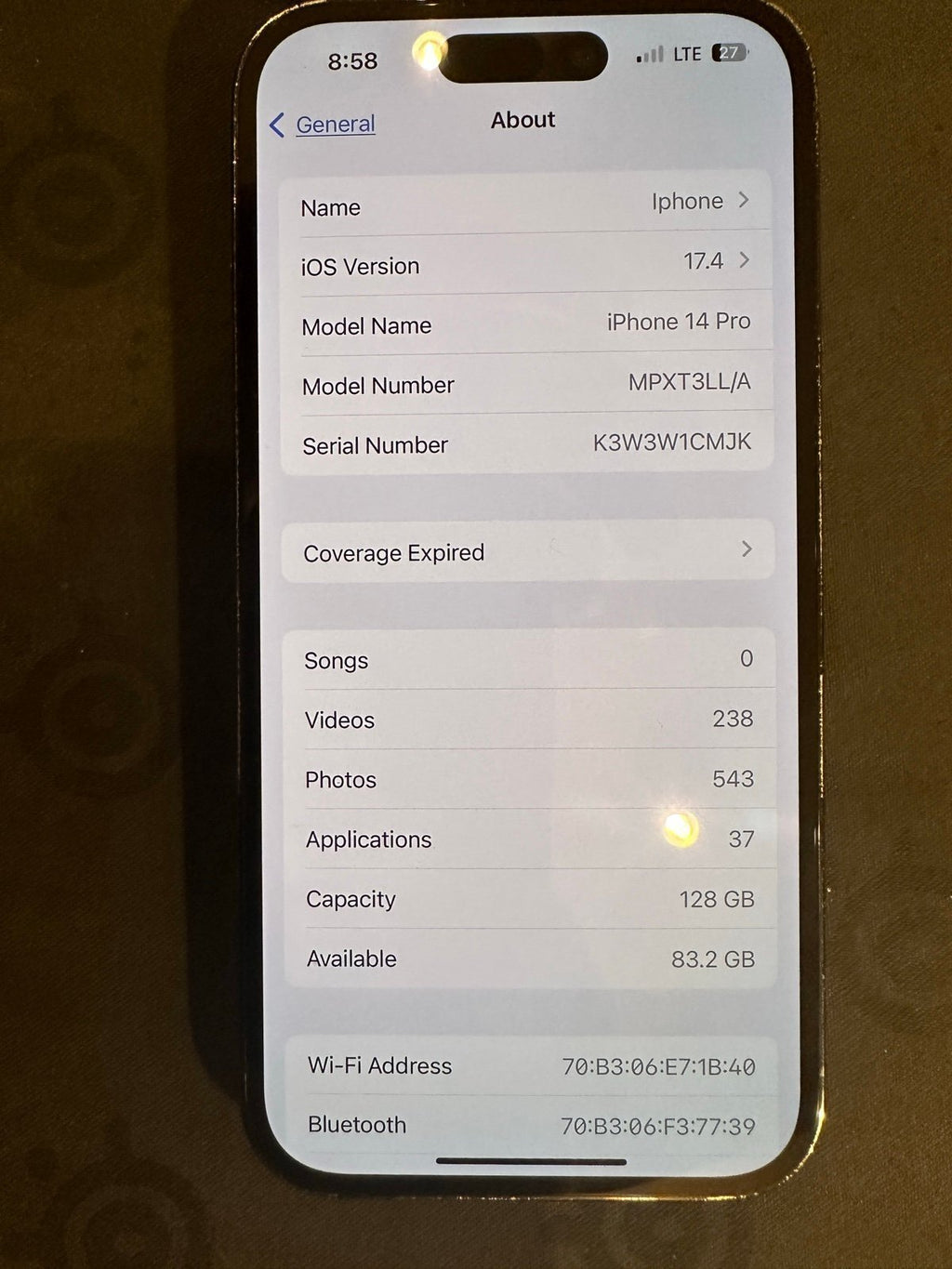 Apple iPhone 14 Pro 128 GB in Space Black for Unlocked 9P61