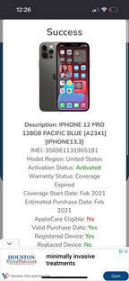Apple iPhone 12 Pro 128 GB in Pacific Blue 9B88