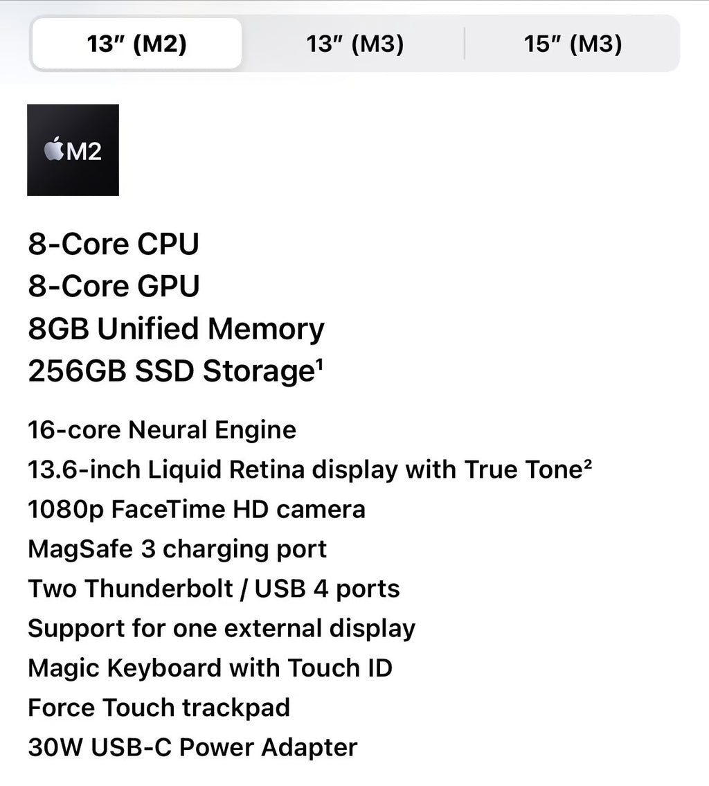 Apple Macbook Air 13in.  M2 9Q89