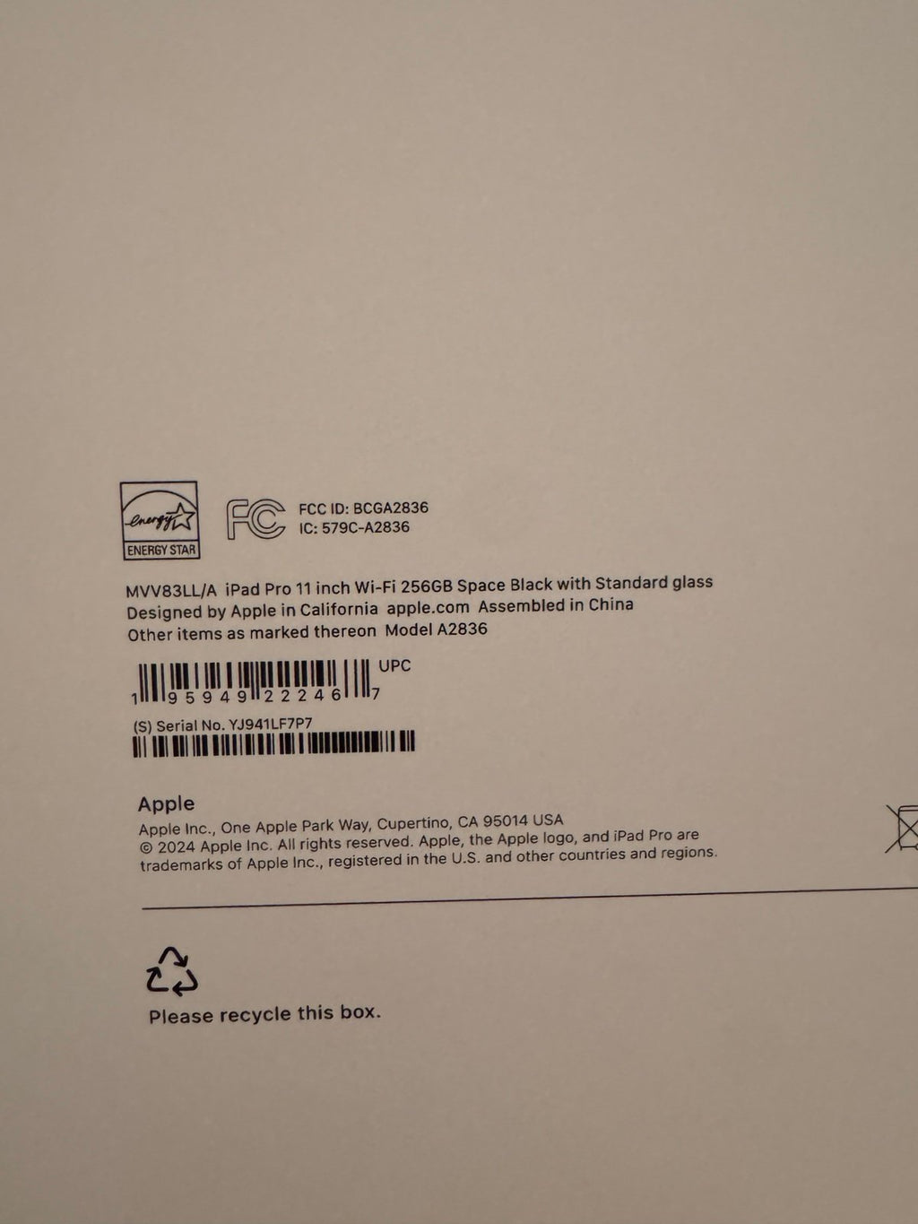 iPad Pro 11�?(M4) Wi-Fi 256GB Space Black with Standard Glass 1A87