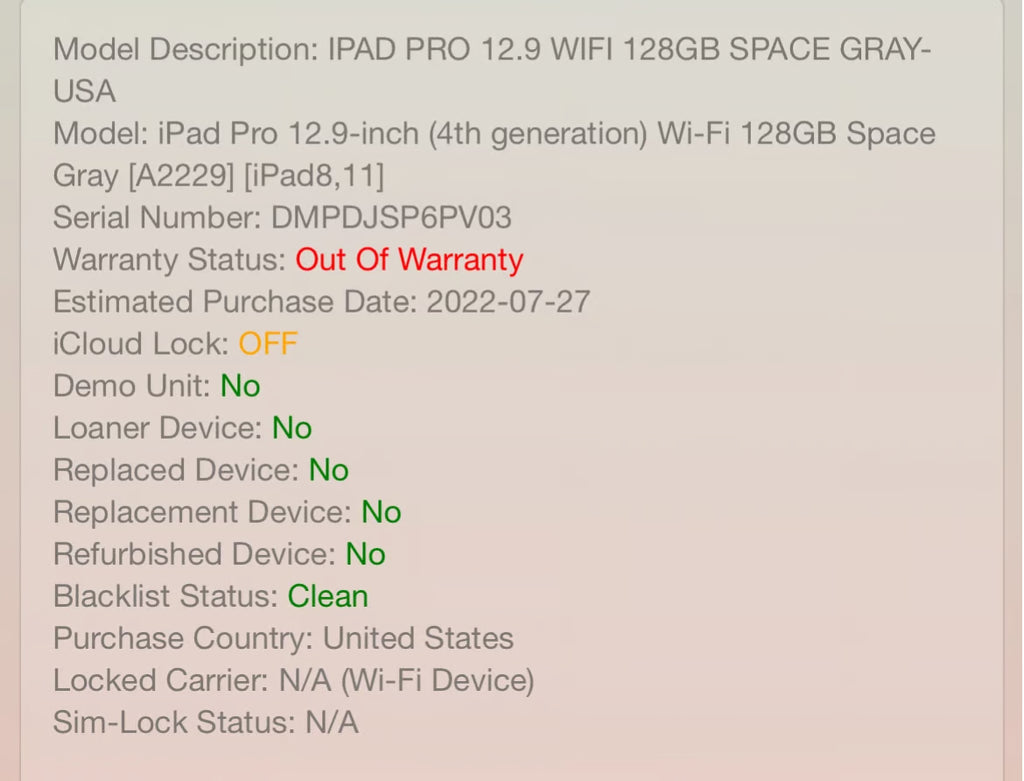 iPad pro 12.9 128gb wifi MDM BYPASSED 6J33