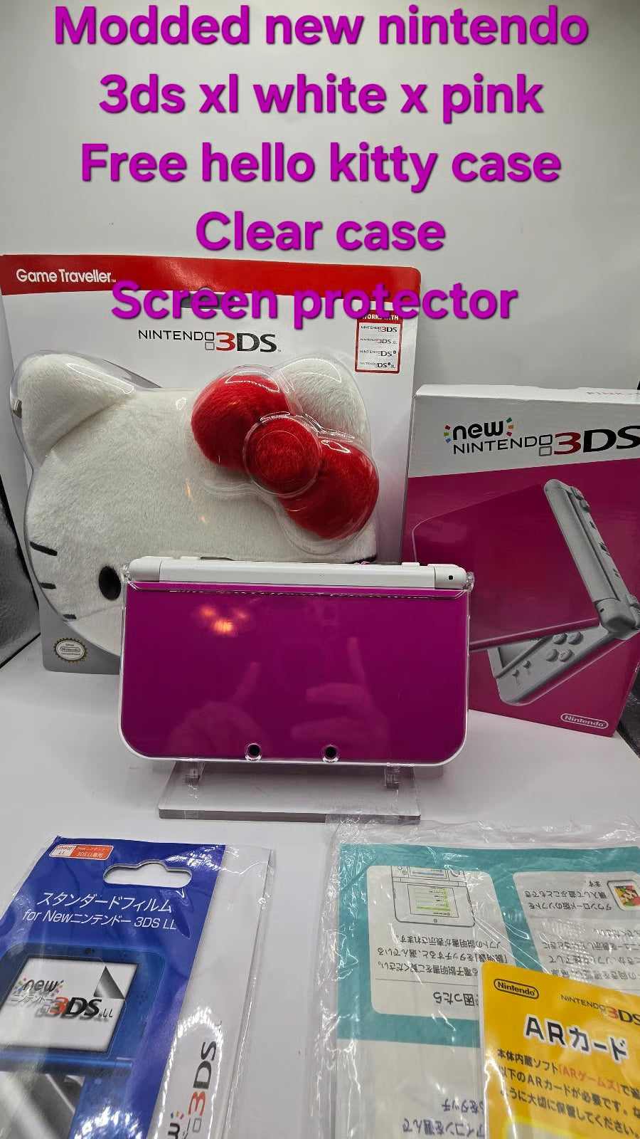 In box New Nintendo 3DS XL Pink /Games, , 128GB SD