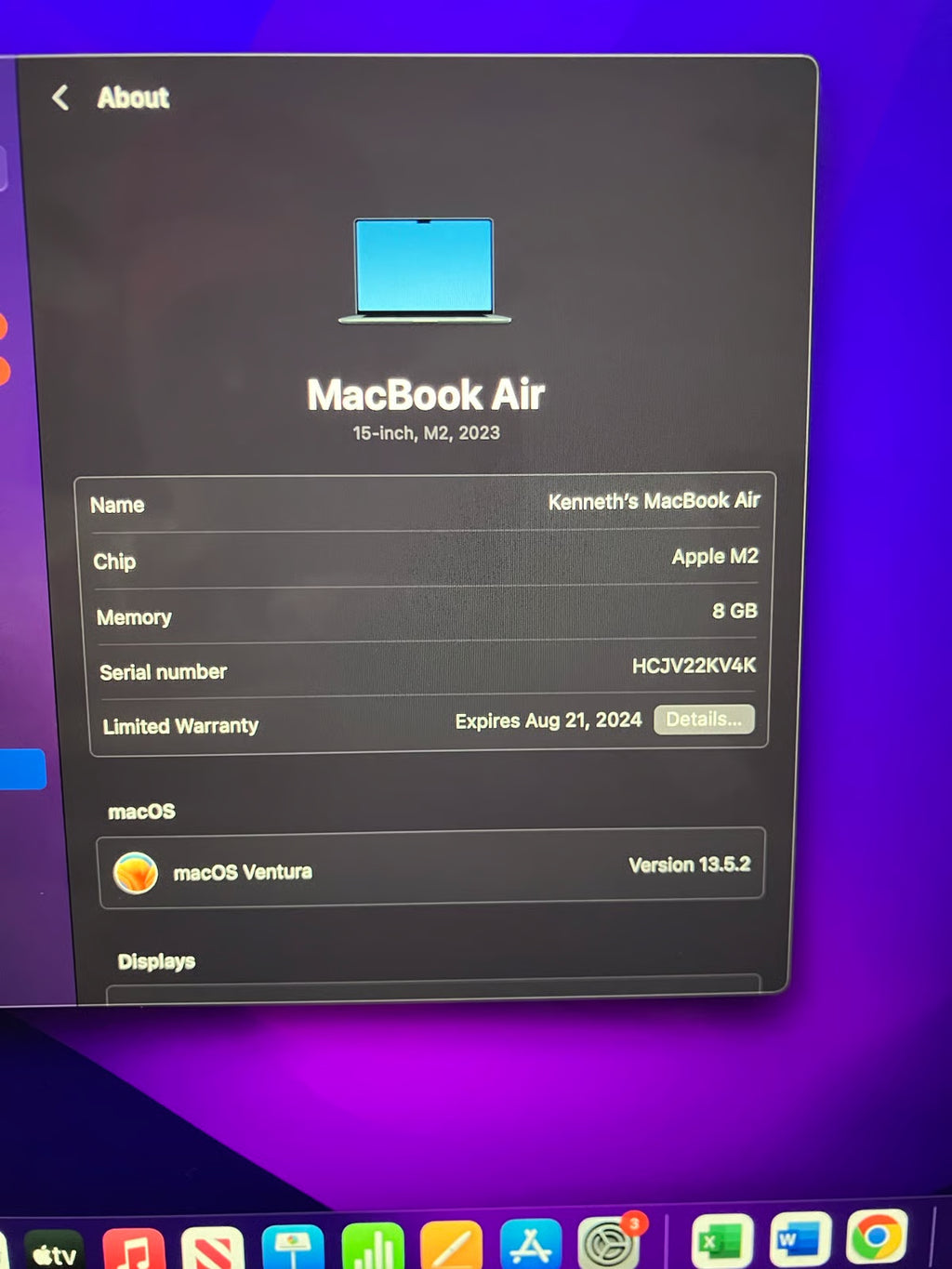 MacBook Air 15鈥?inch M2 250GB 1C16
