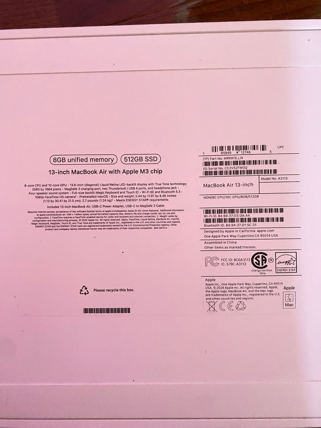 Apple MacBook Air 13 Laptop Starlight M3 Chip 8GB Ram 512GB SSD New 8X61