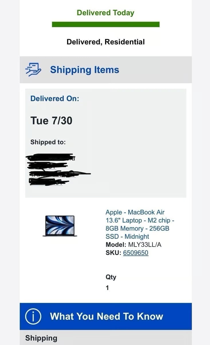 Macbook air M2 Midnight 8gb Memory 1B12