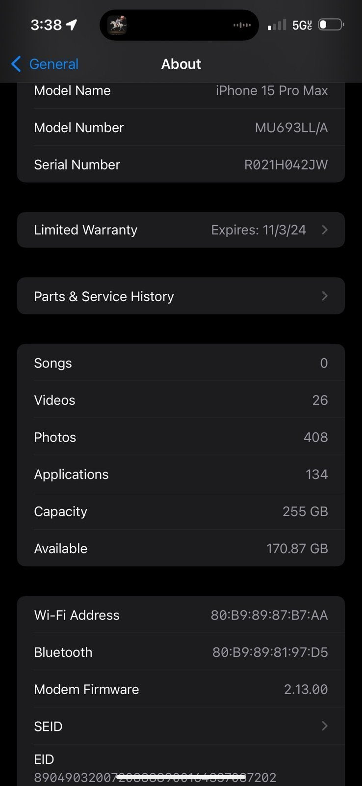 iPhone 15 Pro Max Unlocked - 128GB - Blue 3F77