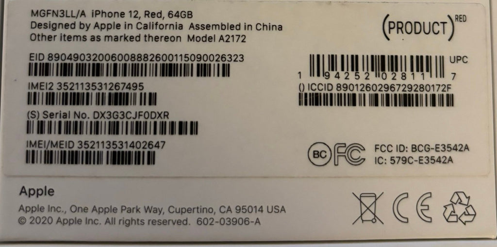 Apple iPhone 12 64GB in Red (Unlocked) 8R76