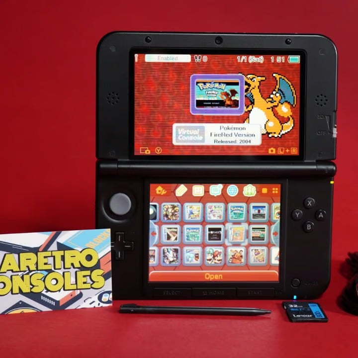 Nintendo 3DS XL Pok茅mon Center Charizard Edition W/ 32GB, Charger & 70+ Games