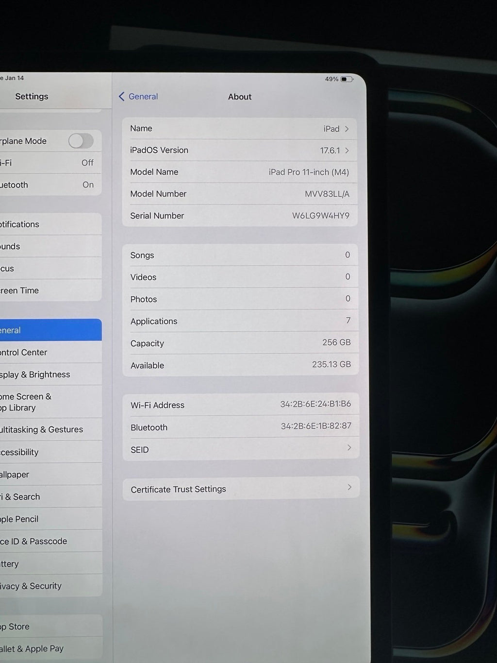 iPad Pro M4 11inch OLED 256GB space Black with Smart Folio 2T91