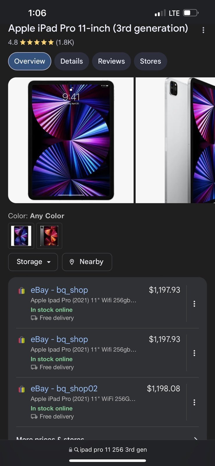 ipad pro 11 inch 3rd generation 256g 6F29