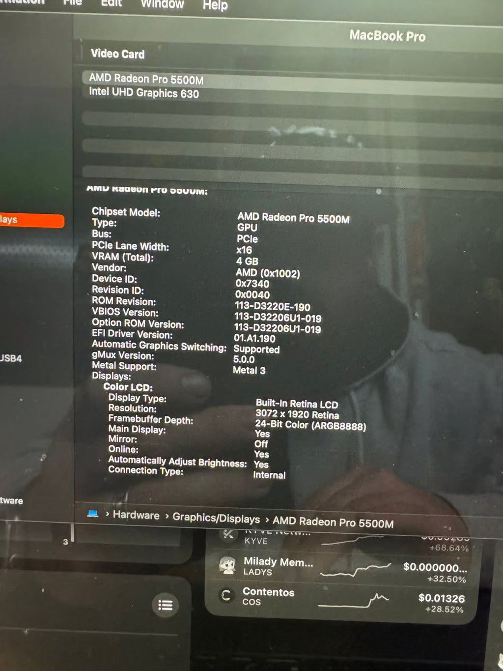 MacBook Pro 16 inch 2019 8-Core Intel i9 AMD Radeon Pro 5500M 1TB Retina display 3P19