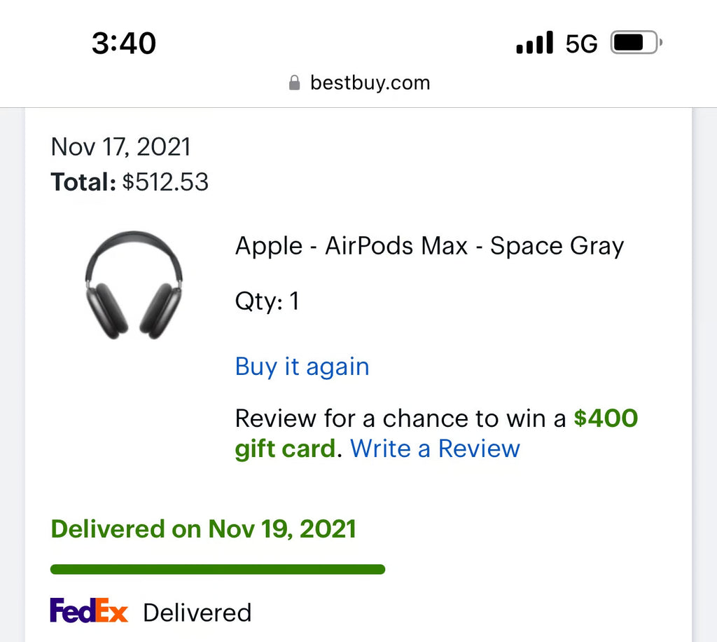 Apple AirPods Max Over-Ear Noise Cancelling Bluetooth Headphones - Space Gray 8V67