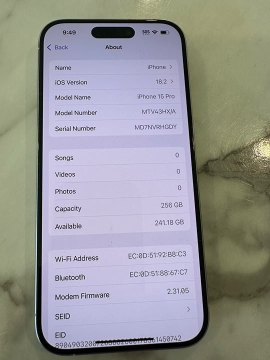 iPhone 15 Pro 256GB unlocked with sim tray 7W66