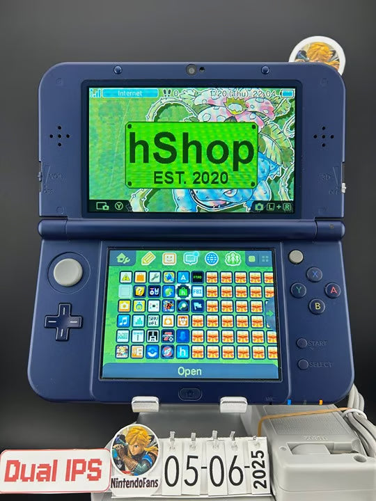 Dual IPS/New 3DS XL Blue w 128GB SD Card/Near Mint/ 6263/ US Seller