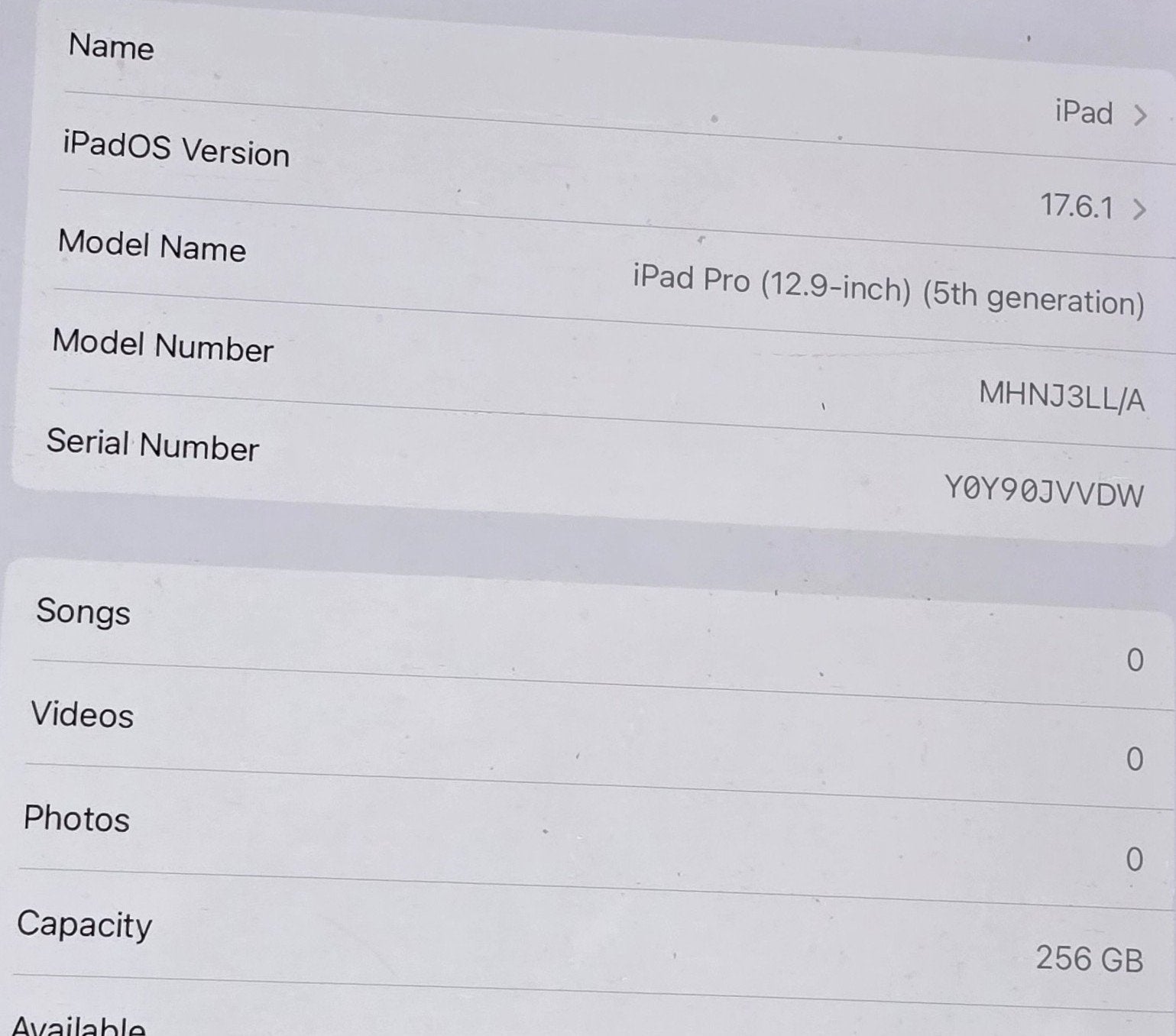 iPad Pro 12.9-inch 5th Generation Wi-Fi 256GB Gray A2378 M1 3L86