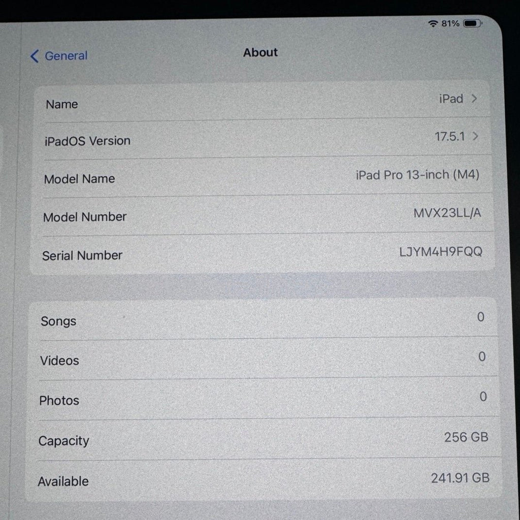 iPad Pro 13 inch M4 256GB WiFi 1U13