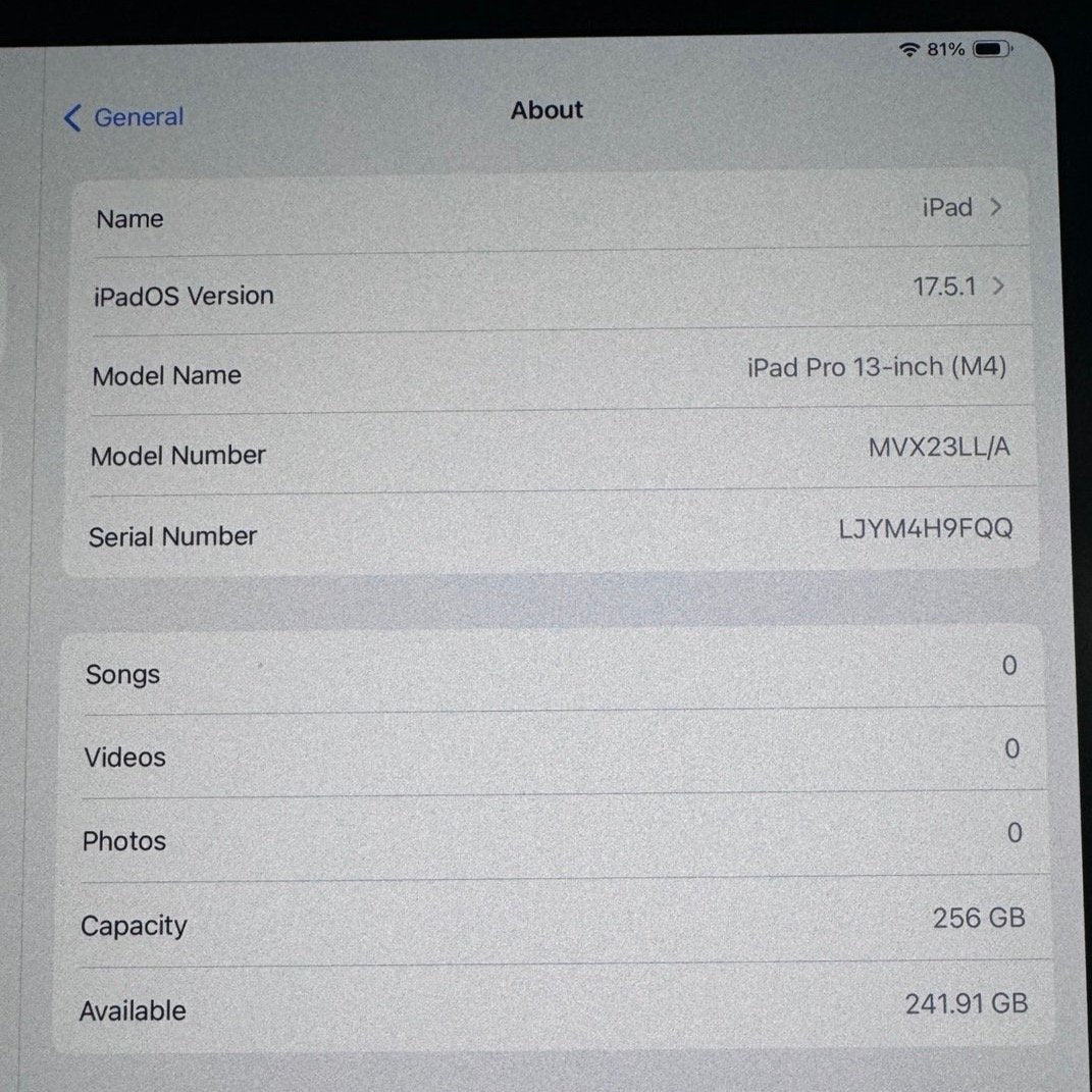 iPad Pro 13 inch M4 256GB WiFi 1U13