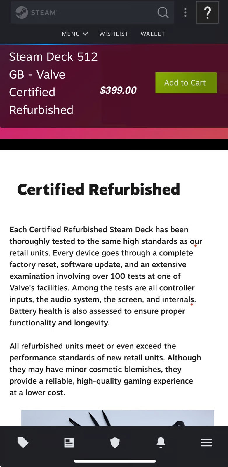512GB VALVE STEAM DECK refurbished certified 9R71