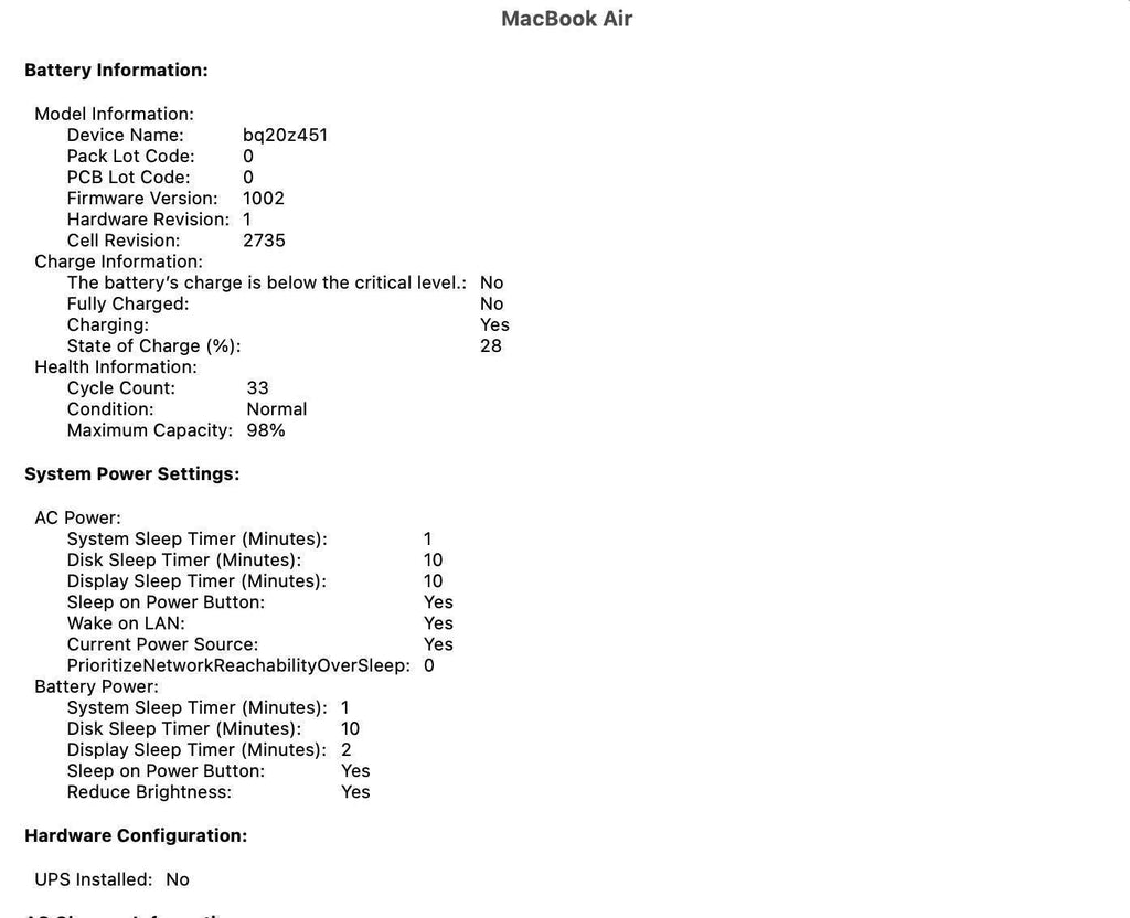 MacBook Air 2020 M1 Chip GREAT Condition 1C89
